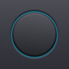 Black matted plastic button with blue backlight