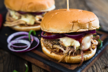 Hamburgers with stewed meat