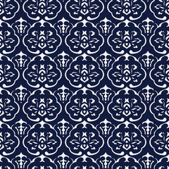 Seamless Blue Japanese Background Curve Cross Frame Flower
