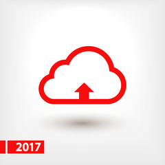 This image represents a cloud upload illustration icon, vector illustration. Flat design style