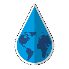 water drop with earth planet vector illustration design