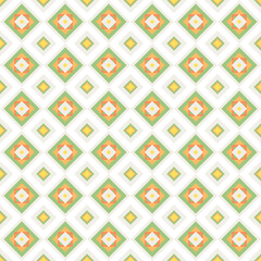 Abstract folk geometric seamless pattern. Green and yellow colors.