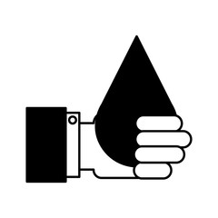 hand human with water drop isolated icon vector illustration design