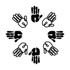 hands print paint around vector illustration design