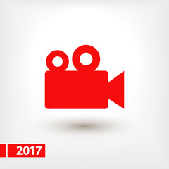 Video camera icon, vector illustration. Flat design style 
