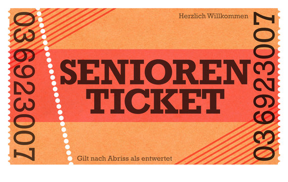 Senioren Ticket - Vintage Design Retro Style Classic Ticket - Ticket Shop - Webshop Online-Shop  altes Ticket Abrei&szlig;ticket Abrisskarte Ticket mit Perforierung Eintrittskarte Abriss Rentner Eintritt 