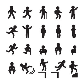 Person actions icon set. Vector.