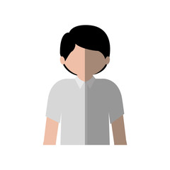 half body man with shirt and middle shadow vector illustration