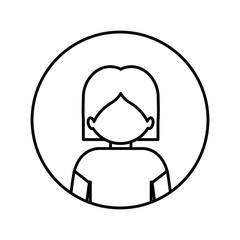 monochrome contour in circle with half body man with nude chest vector illustration