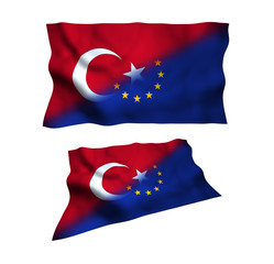 flag of Photo European Union and Turkey