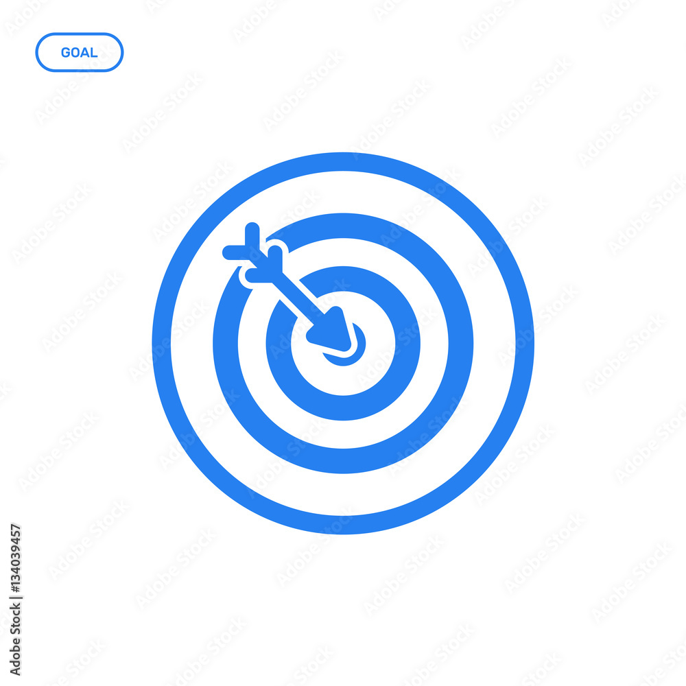 Poster vector illustration of flat line target goal icon. graphic design concept of successful shoot. use i