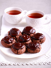 Chocolate surprise cookies with marshmallow filling
