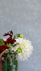 Floral arrangement with white dahlias