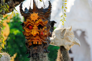 Terrifying Skull Flowerpot with Roots germinate from the Mouth