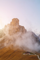 Fototapeta premium Dolomites mountains the Passo di Giau, Monte Gusela at behind N