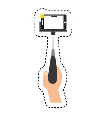 photo selfie with smartphone vector illustration design