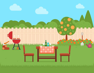 house backyard with grill and garden