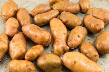 raw washed potatoes closeup