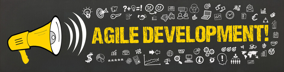 Agile Development! / Megafon mit Symbole