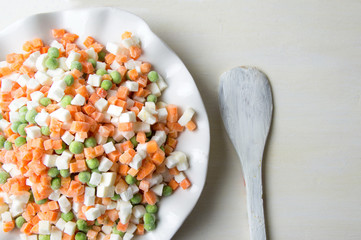Frozen vegetables on a plate