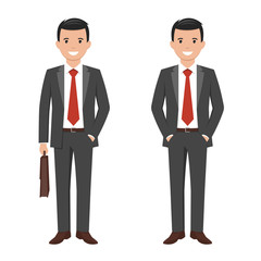 Vector illustration of a young cartoon style smiling businessman