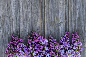 bouquet of lilac on wooden background with violet and pink flowers.horizontal layout.copy space.spring mood. international women's day. the freshness of flowers. easter