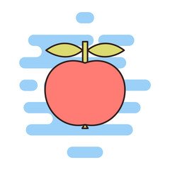Apple fruit color thin line icon. Cloud background