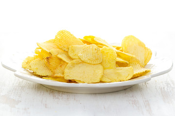 potato chips on white plate