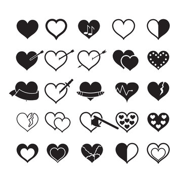 Hearts icon set. Vector.