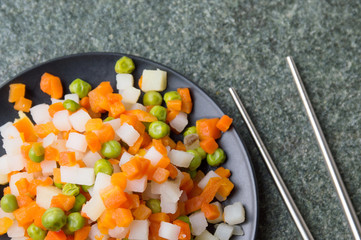 Cooked vegetables on a plate