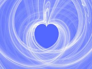 Abstract heart fractal white on blue
