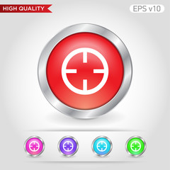 Obraz premium Colored icon or button of target symbol with background