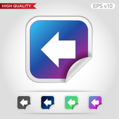 Colored icon or button of left arrow symbol with background