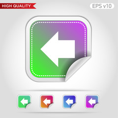 Colored icon or button of left arrow symbol with background