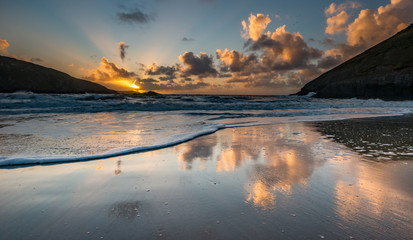 Wales beach reflection