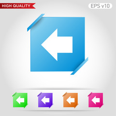 Colored icon or button of left arrow symbol with background