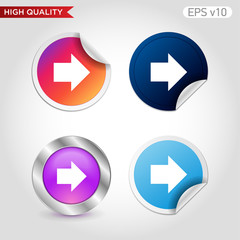Colored icon or button of right arrow symbol with background