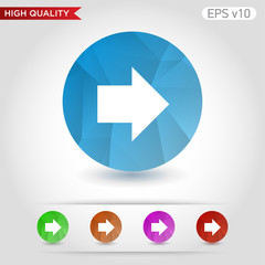 Colored icon or button of right arrow symbol with background