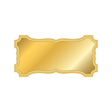 Gold frame. Beautiful simple golden design. Vintage style decorative border, isolated on white background. Deco elegant object. Empty copy space for decoration, photo, banner. Vector illustration.