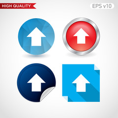 Colored icon or button of up arrow symbol with background