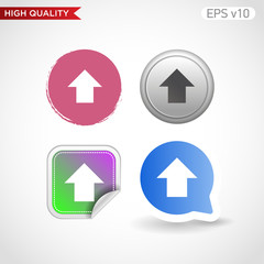Colored icon or button of up arrow symbol with background