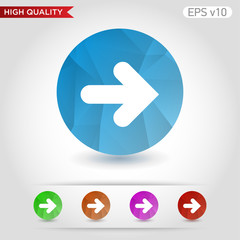 Colored icon or button of right arrow symbol with background