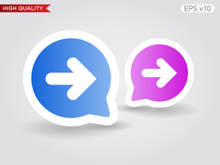 Colored icon or button of right arrow symbol with background