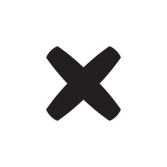 Obraz premium Cross sign element. Black X icon isolated on white background. Simple mark graphic design. Button for vote, decision, web. Symbol of error, check, wrong and stop, failed. Vector illustration