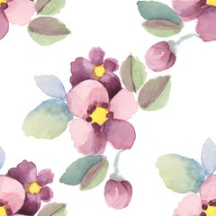 Seamless background with summer flowers. Watercolor seamless floral pattern 1