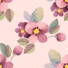 Seamless background with summer flowers. Watercolor seamless floral pattern 2