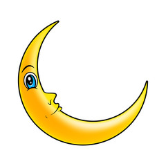 Obraz na płótnie Canvas cartoon crescent moon with eyes vector symbol icon design.