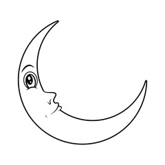 cartoon crescent moon with eyes silhouette vector symbol icon de © wektorygrafika