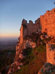 kantara castle in cyprus in a romanric sunrise