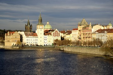 Architecture from Prague and cloudy sky